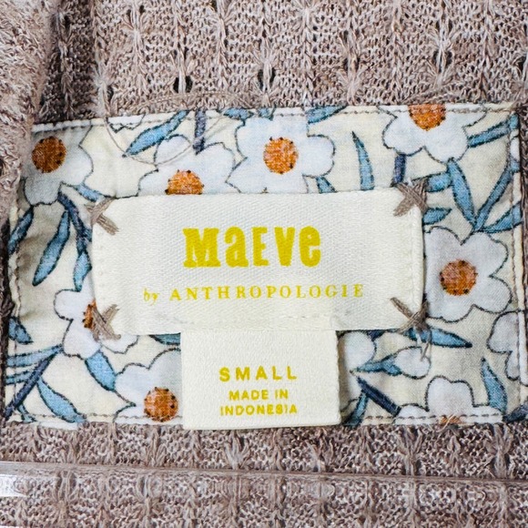 Maeve Anthropologie Cowl Neck‎ Ruffle Hem Pullover Sweater Top Small Waffle Knit - Picture 3 of 8